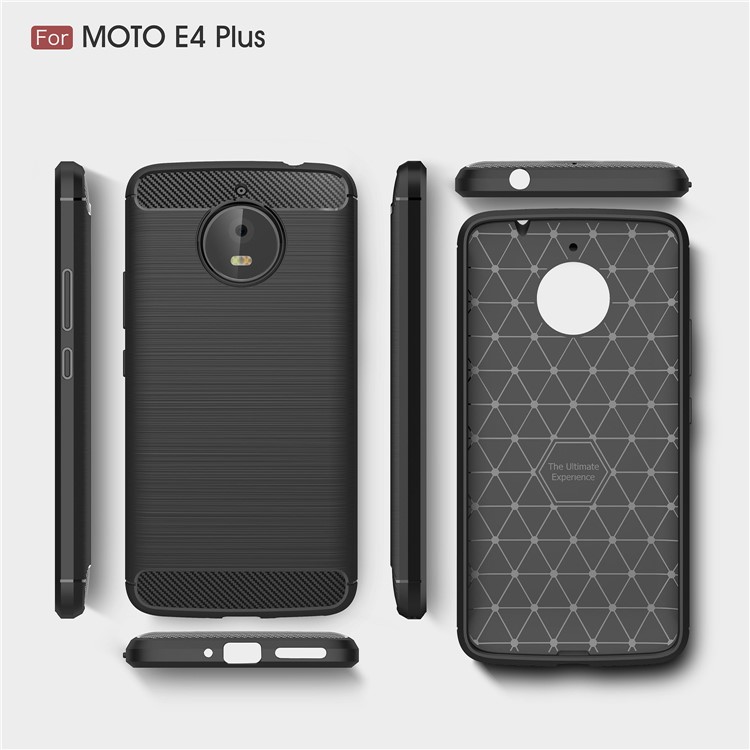 Anti-skid Carbon Fiber Texture Brushed TPU Protective Case for Motorola Moto E4 Plus EU Version - Black-9
