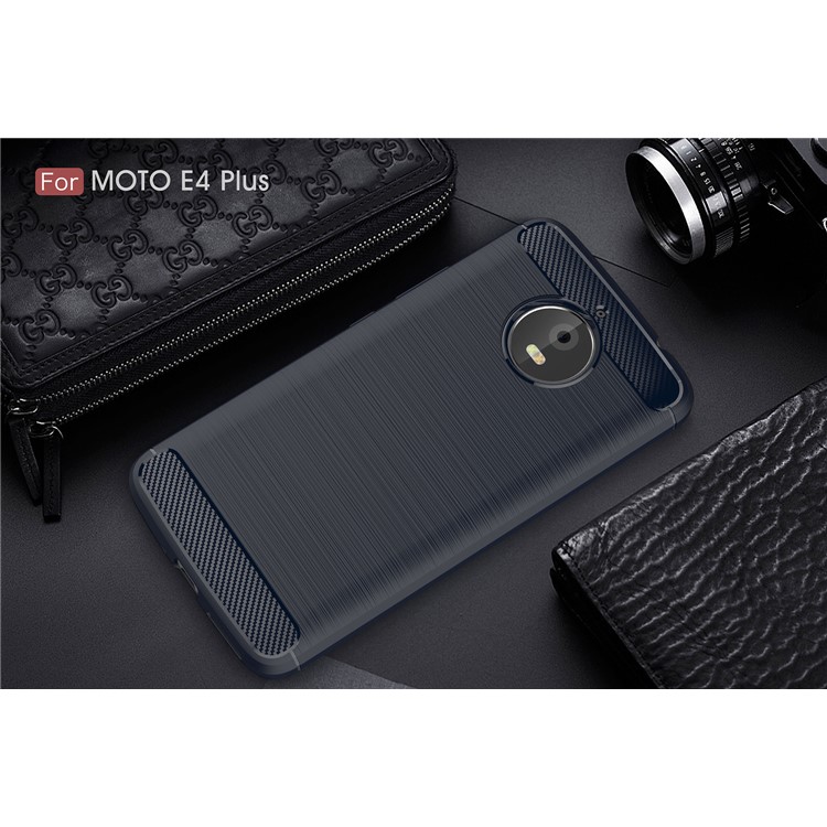 Skid Resistance Carbon Fiber Texture Brushed TPU Protective Cell Phone Case for Motorola Moto E4 Plus EU Version - Blue-2