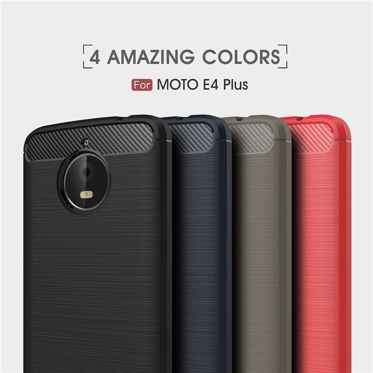 Skid Resistance Carbon Fiber Texture Brushed TPU Protective Cell Phone Case for Motorola Moto E4 Plus EU Version - Blue-3