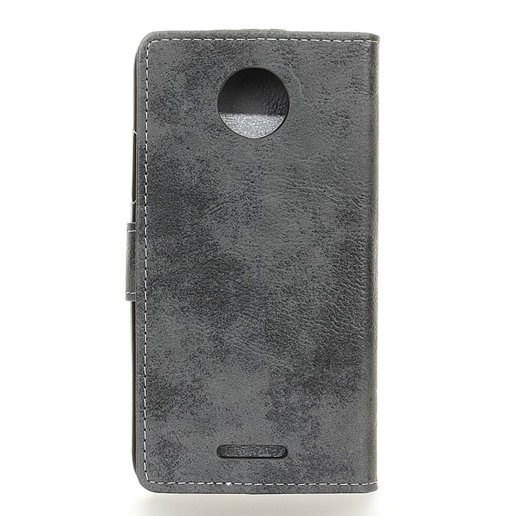 Vintage Style Wallet Leather Cell Phone Case for Motorola Moto C Plus - Grey-2