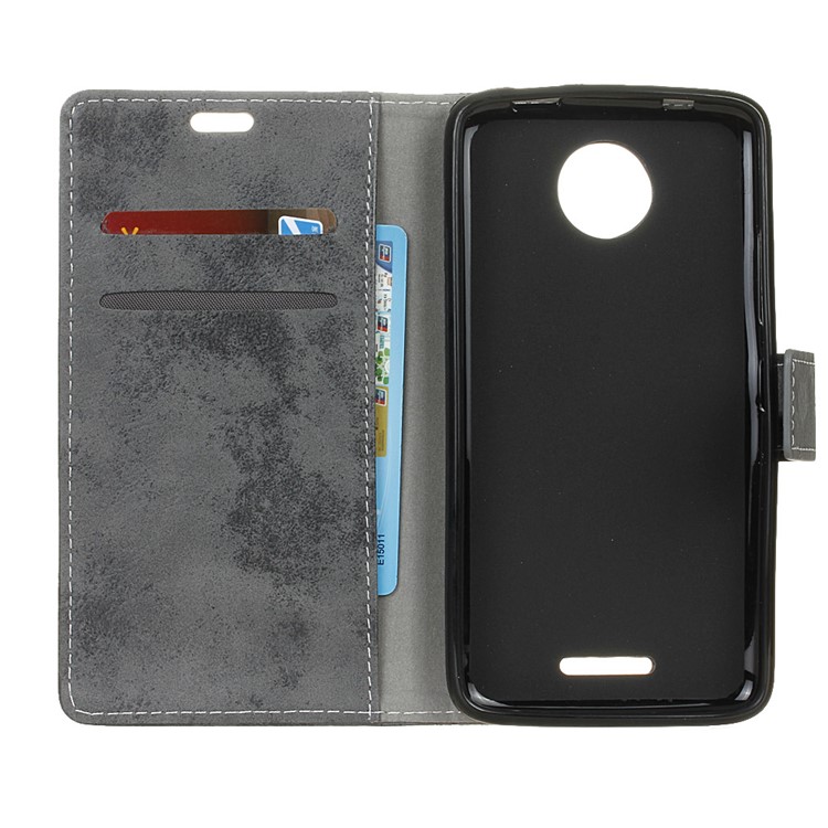 Vintage Style Wallet Leather Cell Phone Case for Motorola Moto C Plus - Grey-4