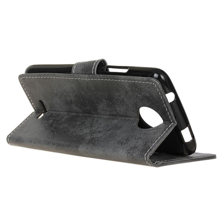 Vintage Style Wallet Leather Cell Phone Case for Motorola Moto C Plus - Grey-5