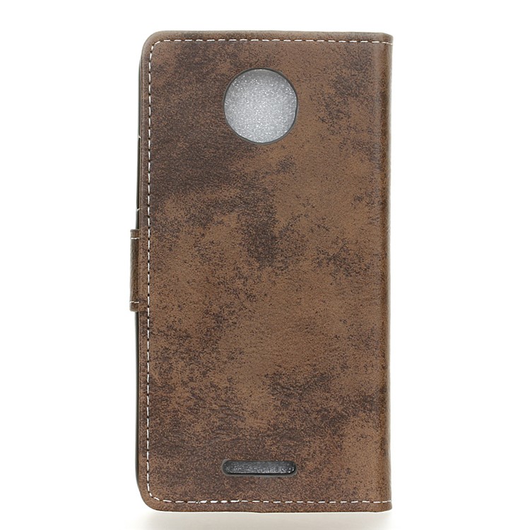 Vintage Style Wallet Leather Mobile Phone Case for Motorola Moto C Plus - Brown-2