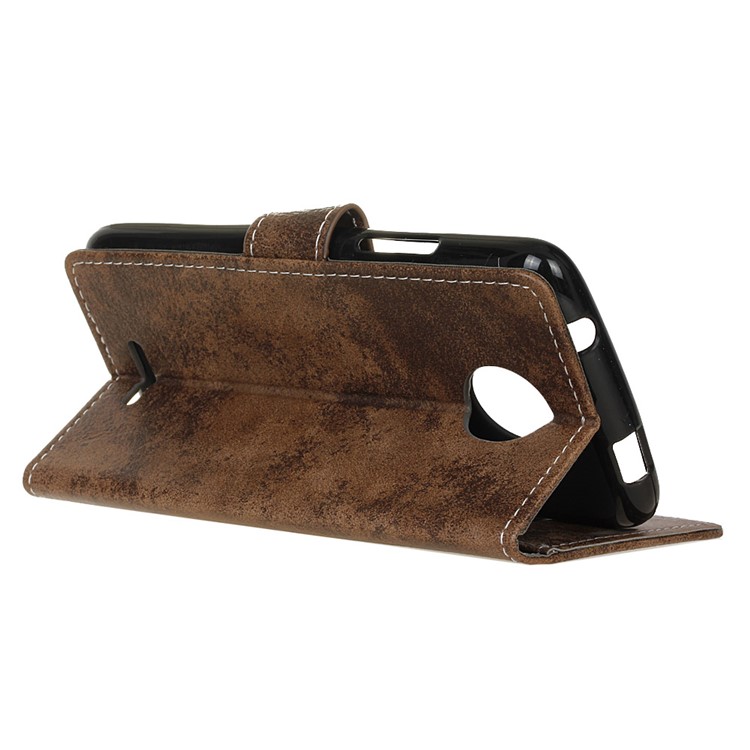 Vintage Style Wallet Leather Mobile Phone Case for Motorola Moto C Plus - Brown-5