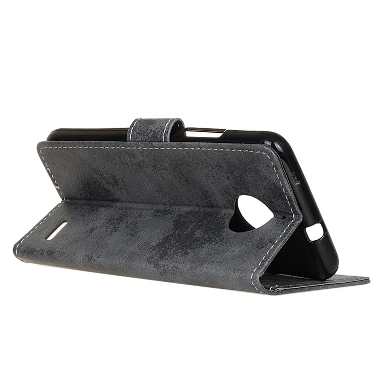 Vintage Style Wallet Leather Cell Phone Shell for Motorola Moto E4 EU Version - Grey-5