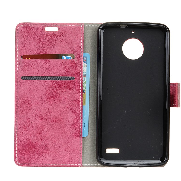 Vintage Style Wallet Leather Cell Phone Cover for Motorola Moto E4 EU Version - Rose-4