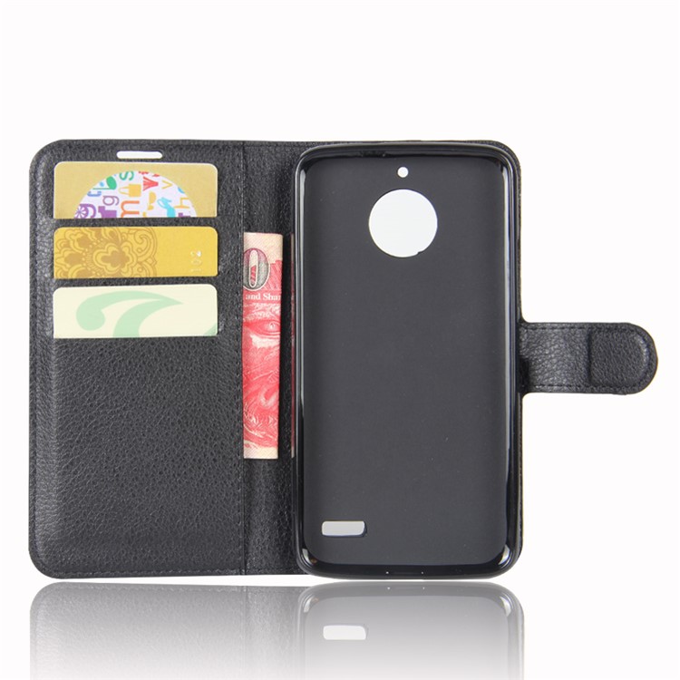 For Motorola Moto E4 (EU Version) Litchi Skin Leather Stand Magnetic Phone Cover Case - Black-3