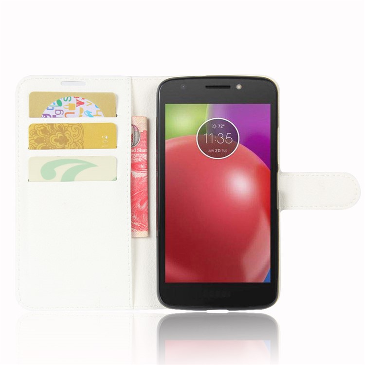 Личи Текстуры Кожи Стенд Телефон Флип Чехол Для Motorola Moto E4(ЕС Версия) - белый-4