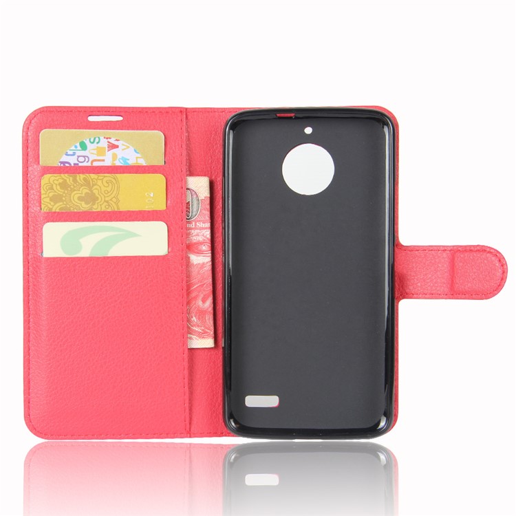 Litchi Skin Leather Stand Mobile Casing for Motorola Moto E4 (EU Version) - Red-3