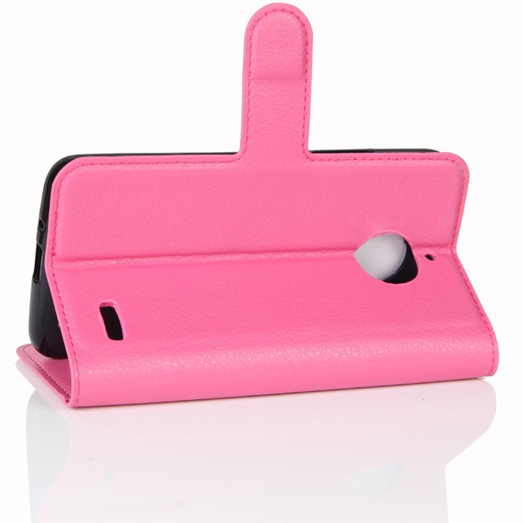 Litchi Skin Leather Stand Magnetic Phone Cover Case for Motorola Moto E4 (EU Version) - Rose-5