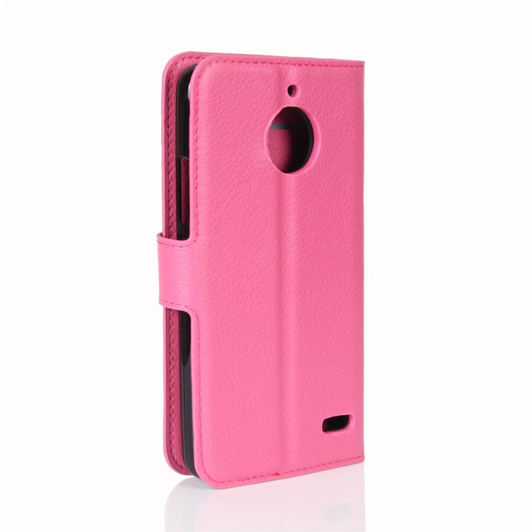 Litchi Skin Leather Stand Magnetic Phone Cover Case for Motorola Moto E4 (EU Version) - Rose-6