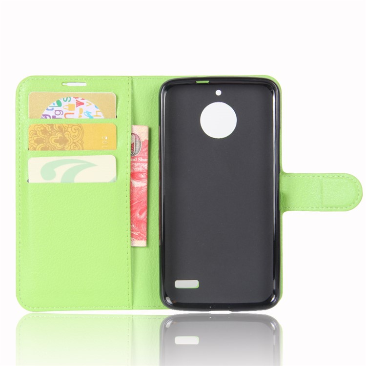 For Motorola Moto E4 (EU Version) Litchi Skin Leather Monile Phone Case with Stand - Green-3