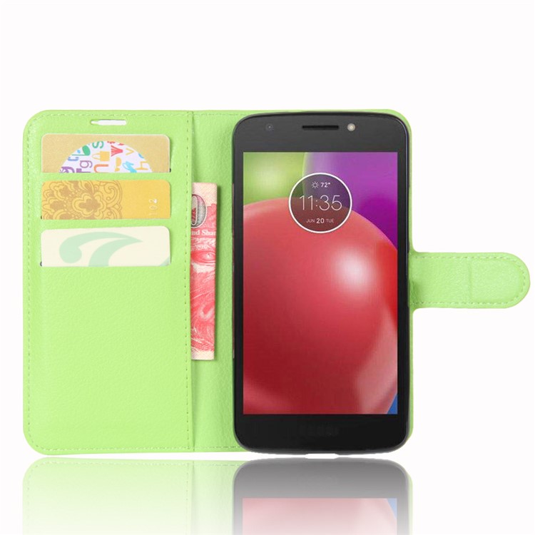 For Motorola Moto E4 (EU Version) Litchi Skin Leather Monile Phone Case with Stand - Green-4