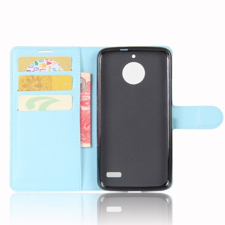 Litchi Skin Leather Stand Phone Case for Motorola Moto E4 (EU Version) - Blue-3