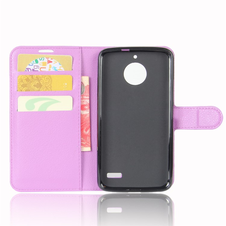 Litchi Skin Leather Stand Magnetic Mobile Casing for Motorola Moto E4 (EU Version) - Purple-3