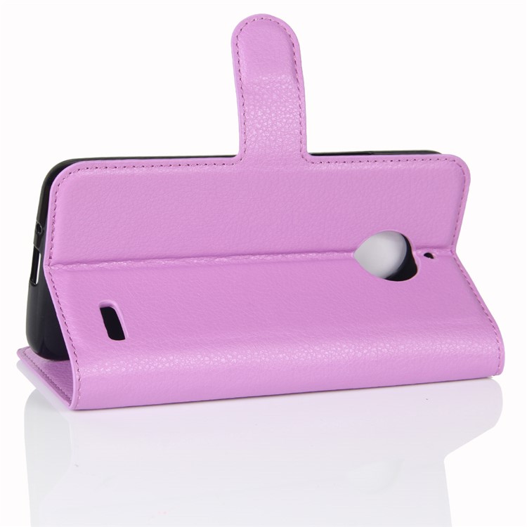 Litchi Skin Leather Stand Magnetic Mobile Casing for Motorola Moto E4 (EU Version) - Purple-5