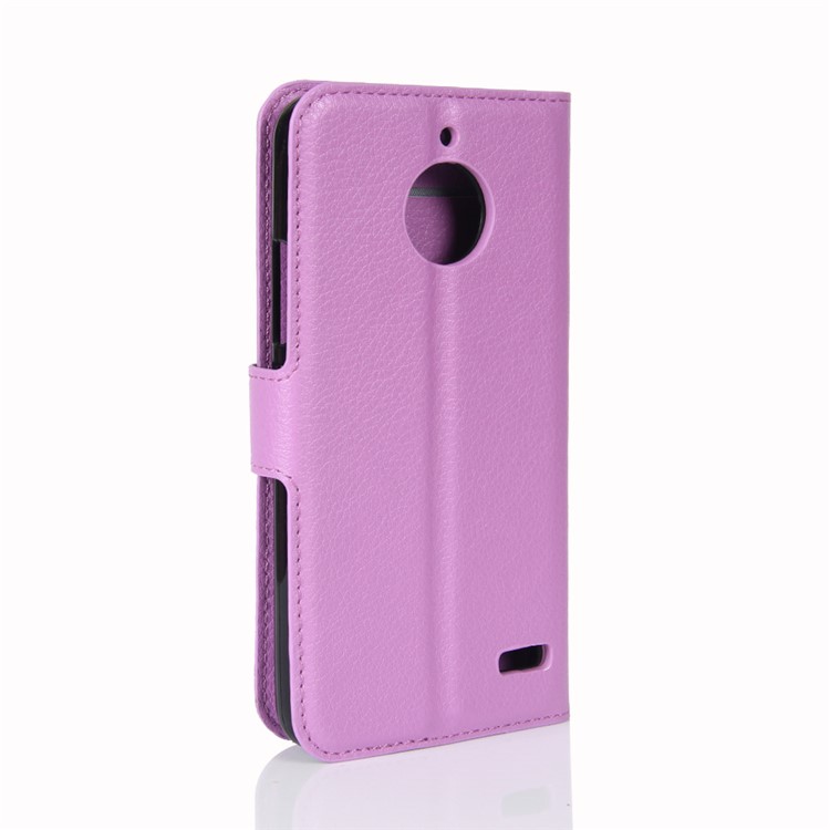 Litchi Skin Leather Stand Magnetic Mobile Casing for Motorola Moto E4 (EU Version) - Purple-6