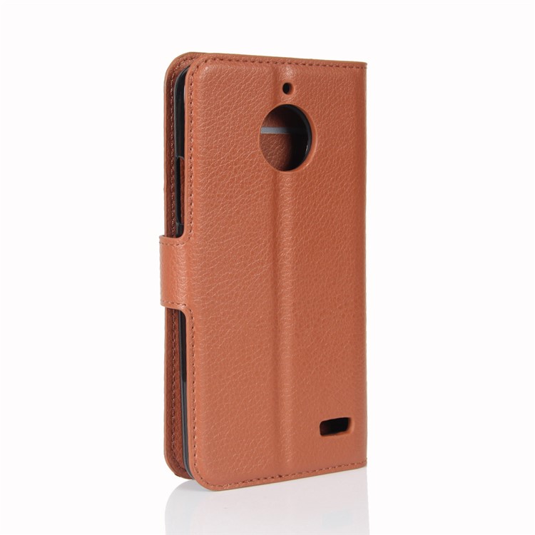 Litchi Skin Leather Stand Magnetic Flip Case for Motorola Moto E4 (EU Version) - Brown-6