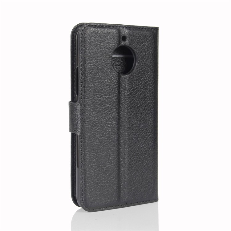 Litchi Grain Wallet Leather Stand Mobile Phone Cover for Motorola Moto E4 Plus (EU Version) - Black-6