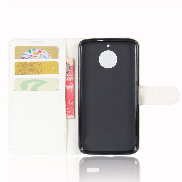 Litchi Skin Wallet Leather Phone Case with Stand for Motorola Moto E4 Plus (EU Version) - White-3