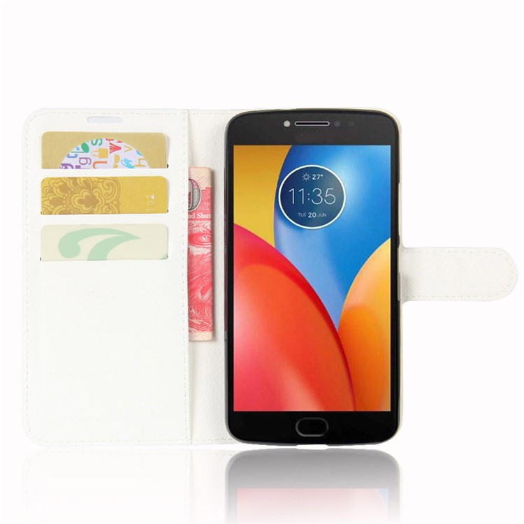 Litchi Skin Wallet Leather Phone Case with Stand for Motorola Moto E4 Plus (EU Version) - White-4