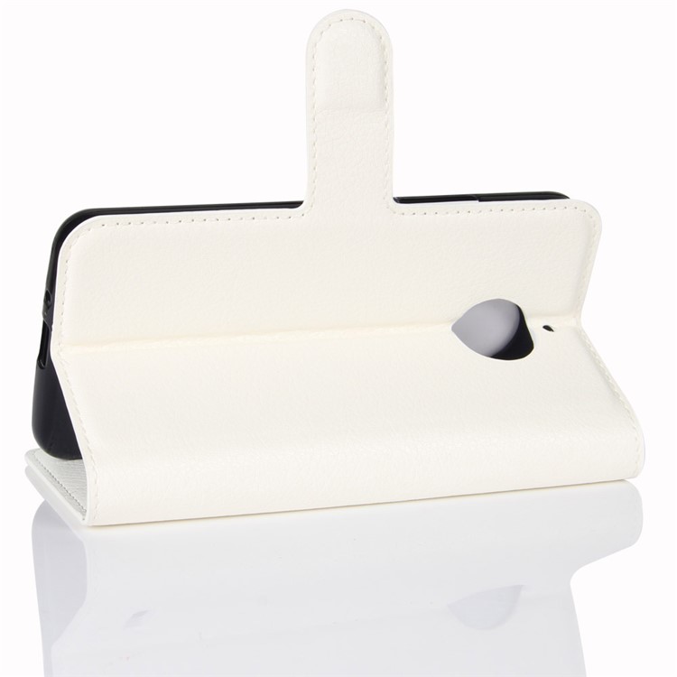 Litchi Skin Wallet Leather Phone Case with Stand for Motorola Moto E4 Plus (EU Version) - White-5