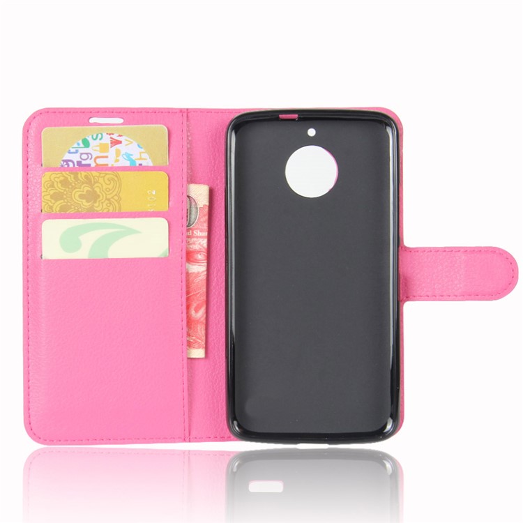 For Motorola Moto E4 Plus Litchi Skin Wallet Leather Stand Mobile Casing (EU Version) - Rose-3