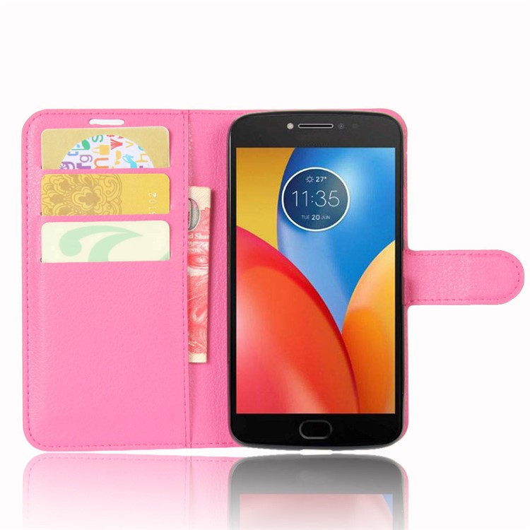 For Motorola Moto E4 Plus Litchi Skin Wallet Leather Stand Mobile Casing (EU Version) - Rose-4