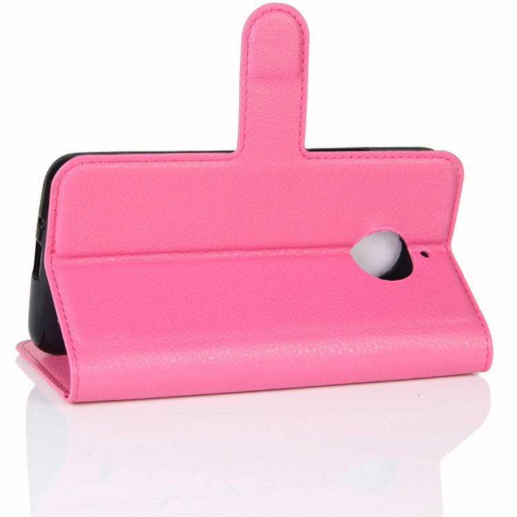 For Motorola Moto E4 Plus Litchi Skin Wallet Leather Stand Mobile Casing (EU Version) - Rose-5