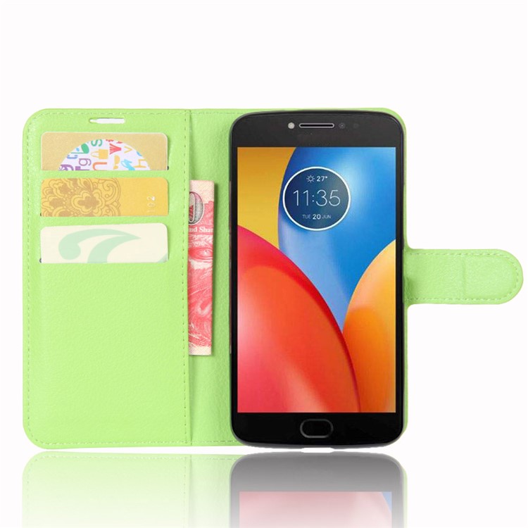 Litchi Texture Wallet Leather Flip Shell Cover with Stand for Motorola Moto E4 Plus (EU Version) - Green-4