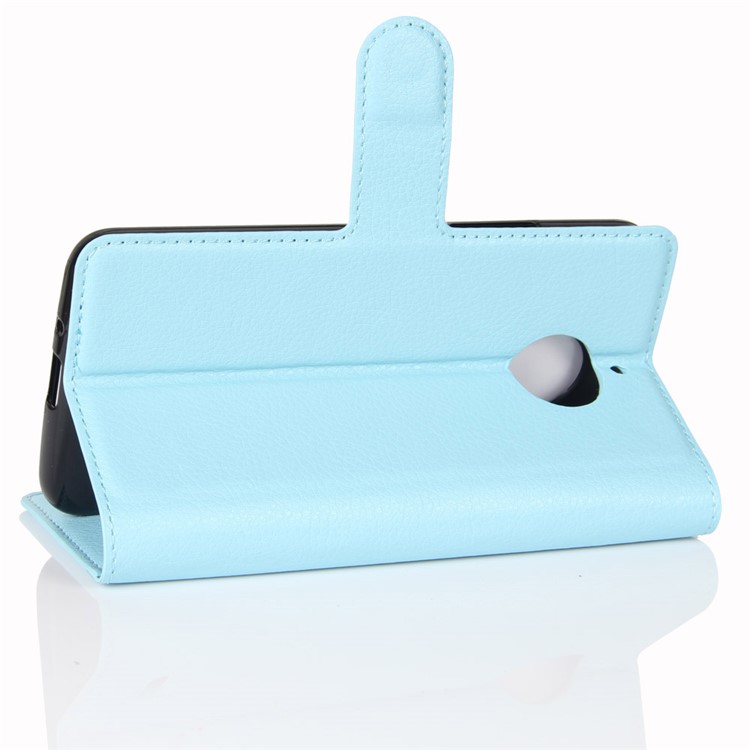 Litchi Skin Wallet Leather Stand Flip Mobile Cover Case for Motorola Moto E4 Plus (EU Version) - Blue-5