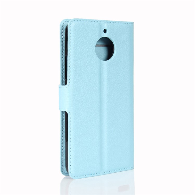Litchi Skin Wallet Leather Stand Flip Mobile Cover Case for Motorola Moto E4 Plus (EU Version) - Blue-6