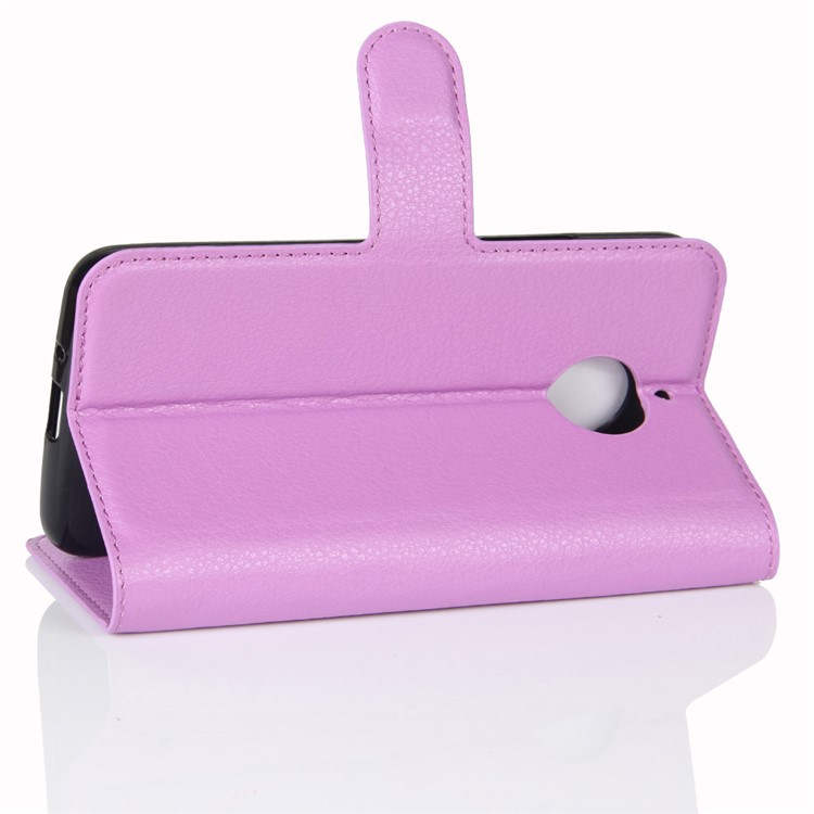 Litchi Skin Wallet Leather Stand Magnetic Phone Case for Motorola Moto E4 Plus (EU Version) - Purple-5
