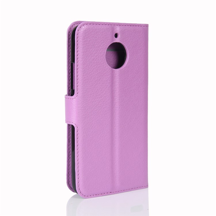 Litchi Skin Wallet Leather Stand Magnetic Phone Case for Motorola Moto E4 Plus (EU Version) - Purple-6