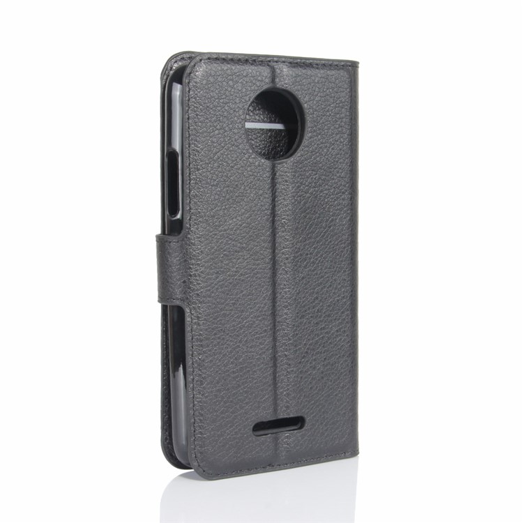 Litchi Skin Wallet Leather Stand Case for Motorola Moto C Plus - Black-6