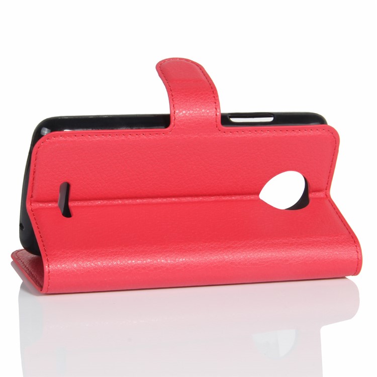 Lychee Skin Wallet Leather Case Accessory with Stand for Motorola Moto C Plus - Red-5