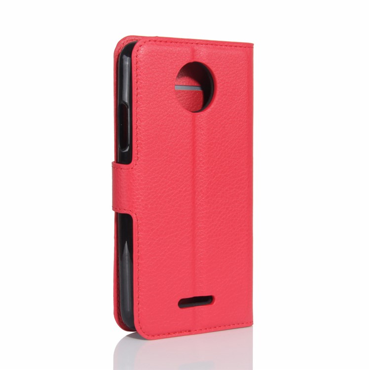 Lychee Skin Wallet Leather Case Accessory with Stand for Motorola Moto C Plus - Red-6