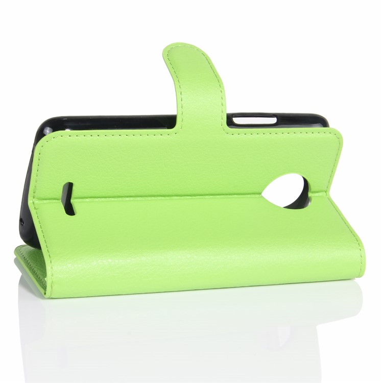 Lychee Skin Wallet PU Leather Protective Cover for Motorola Moto C Plus - Green-5