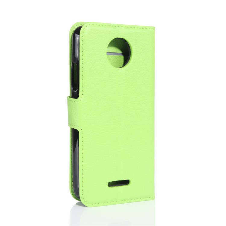 Lychee Skin Wallet PU Leather Protective Cover for Motorola Moto C Plus - Green-6