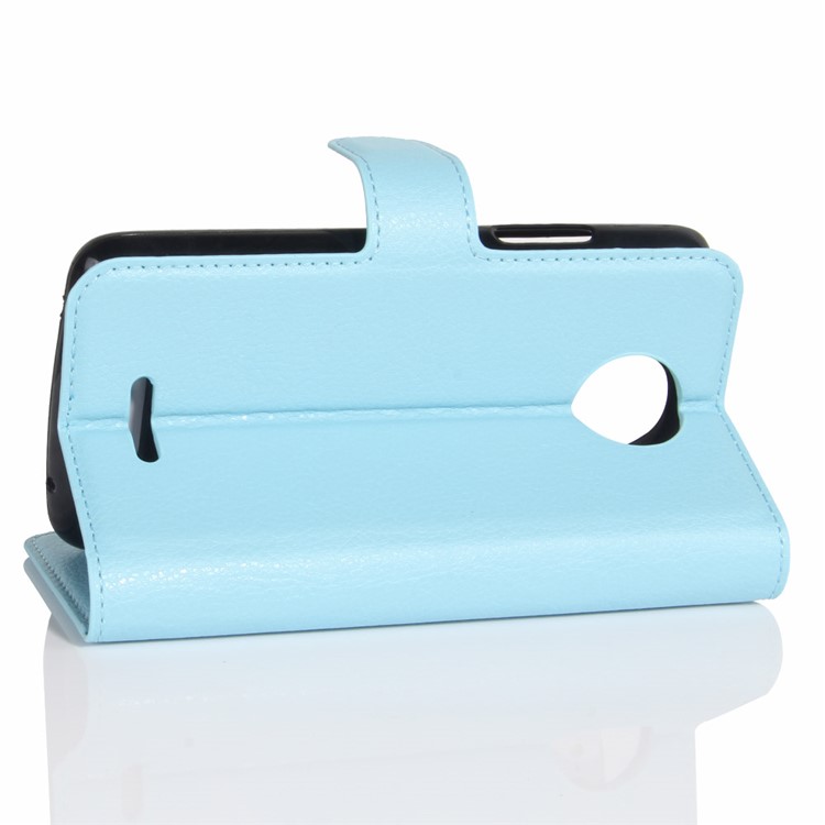 For Motorola Moto C Plus Lychee Skin Wallet Leather Case Shell - Baby Blue-5