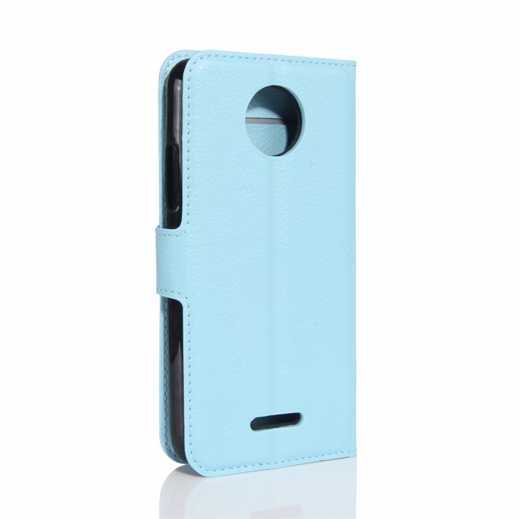 For Motorola Moto C Plus Lychee Skin Wallet Leather Case Shell - Baby Blue-6