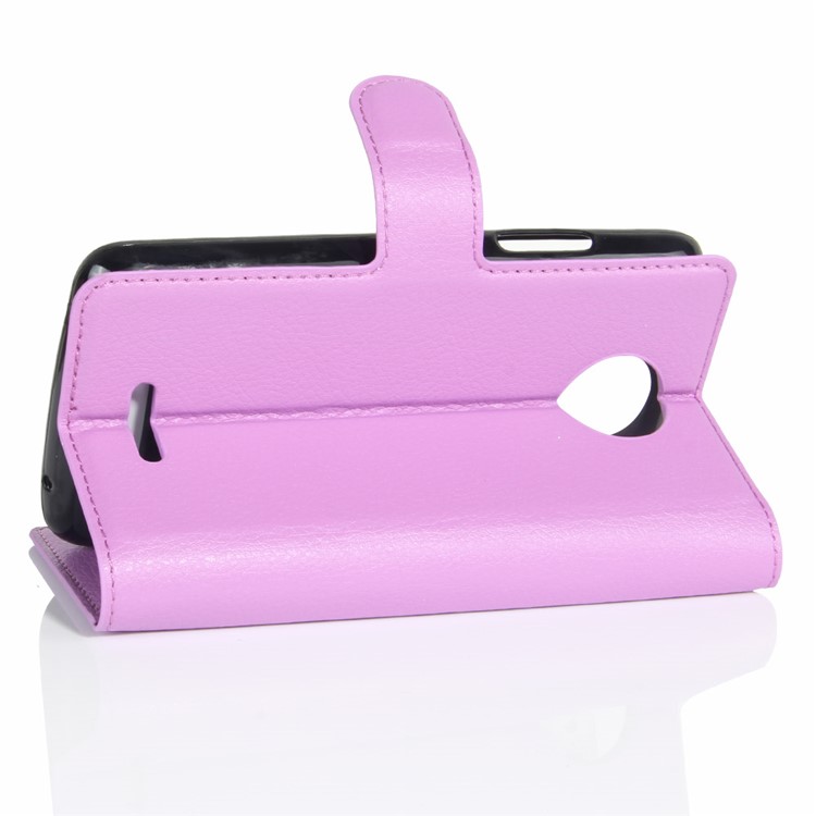 For Motorola Moto C Plus Lychee Skin Wallet Leather Case Cover with Stand - Purple-5