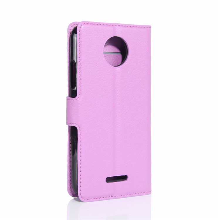 For Motorola Moto C Plus Lychee Skin Wallet Leather Case Cover with Stand - Purple-6