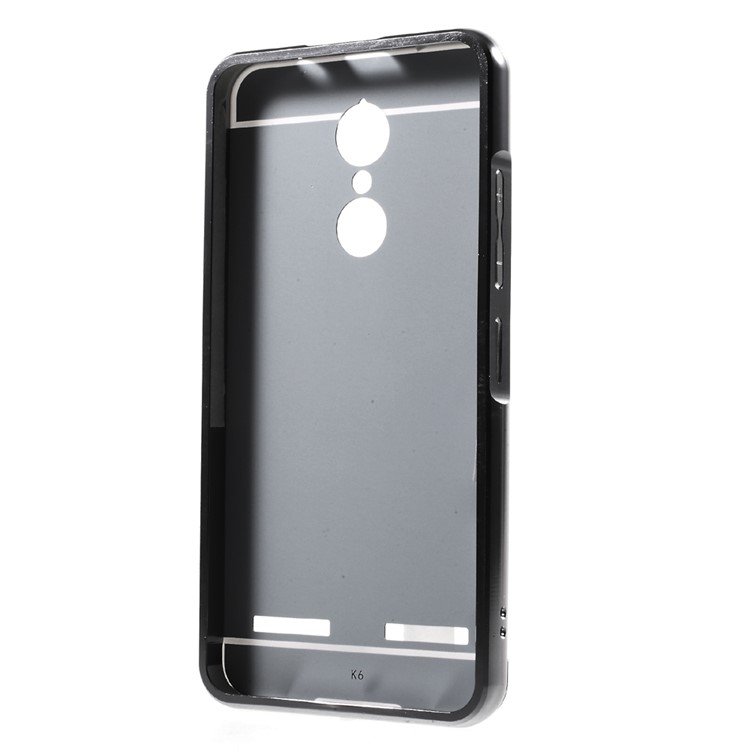 For Lenovo K6 Electroplating Sliding Metal Frame Mirror-like PC Mobile Casing - Black-3