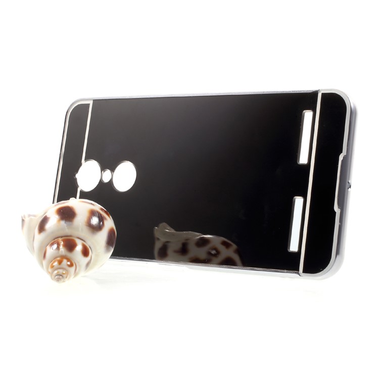 For Lenovo K6 Electroplating Sliding Metal Frame Mirror-like PC Mobile Casing - Black-4
