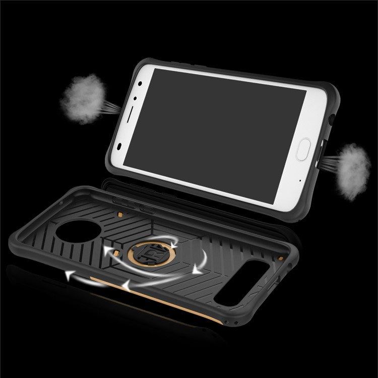 Soft TPU + Plastic Detachable Case with 360-degree Rotary Kickstand for Motorola Moto Z2 Play - Grey-11