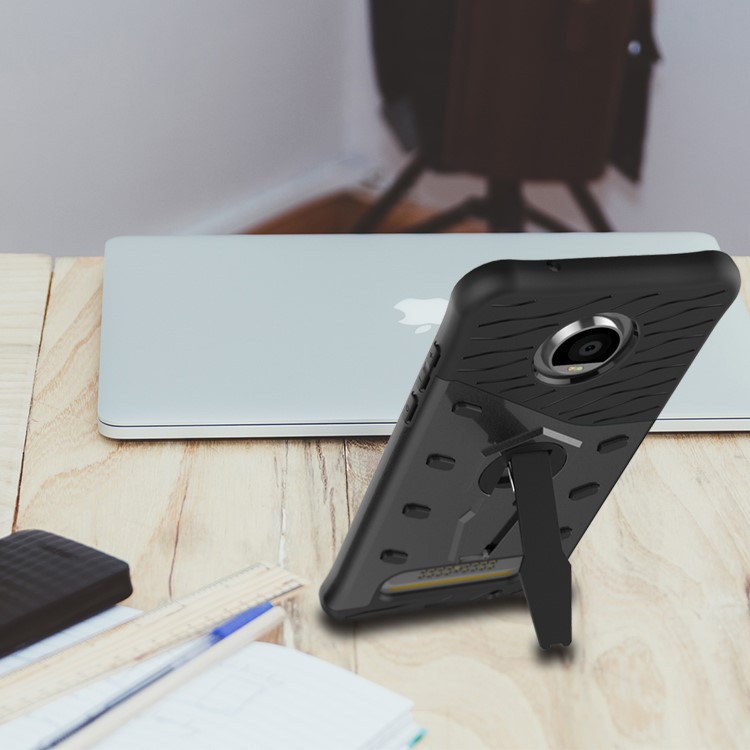 Soft TPU + Plastic Detachable Case with 360-degree Rotary Kickstand for Motorola Moto Z2 Play - Grey-12