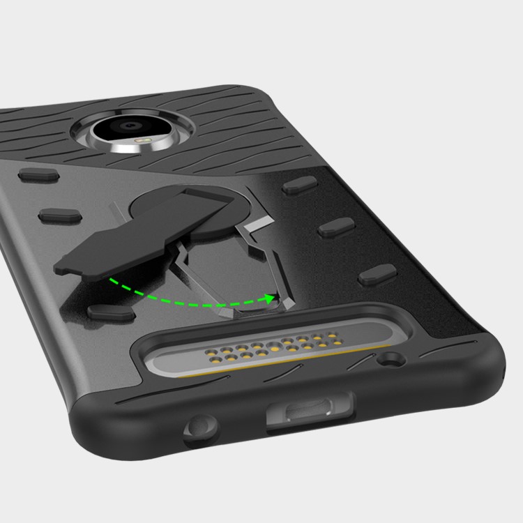 Soft TPU + Plastic Detachable Case with 360-degree Rotary Kickstand for Motorola Moto Z2 Play - Grey-13
