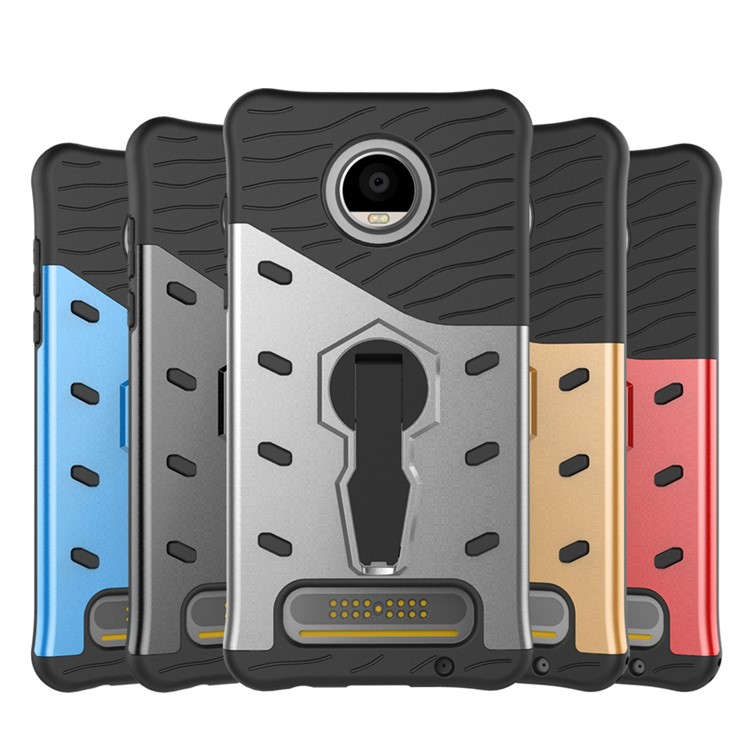 Soft TPU + Plastic Detachable Case with 360-degree Rotary Kickstand for Motorola Moto Z2 Play - Grey-15