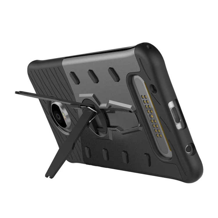Soft TPU + Plastic Detachable Case with 360-degree Rotary Kickstand for Motorola Moto Z2 Play - Grey-6